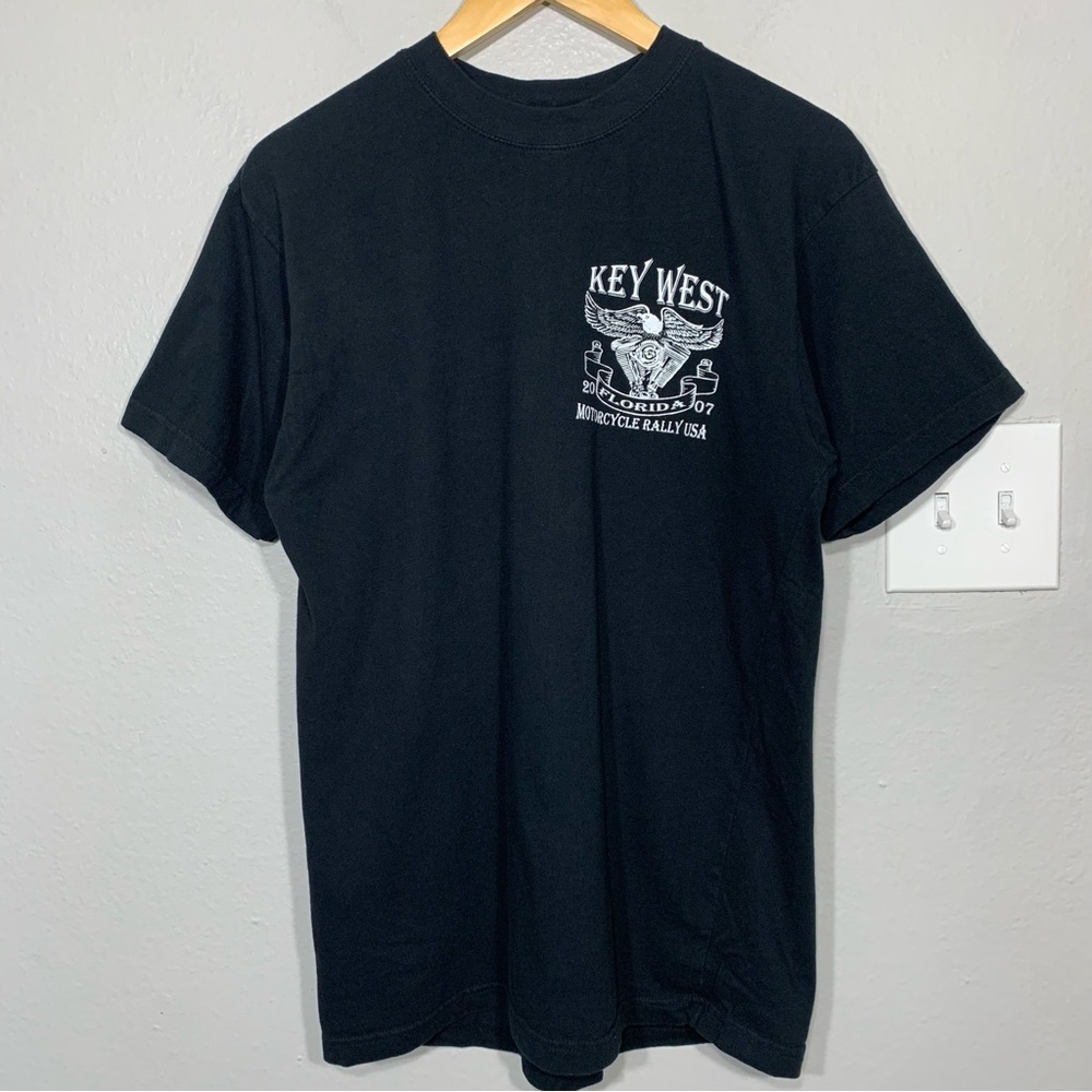Bike‎ Rally Motorcycle Eagle Key West Black Tee Y2K Grunge Large